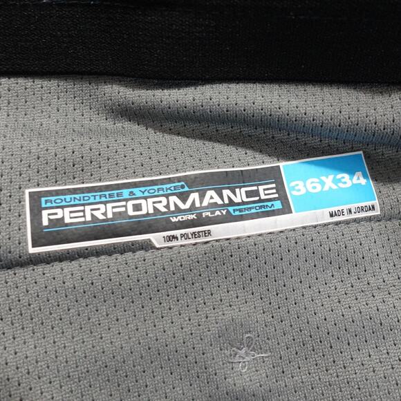 Roundtree & Yorke Performance Pants Mens 36x34 Gray Work Play Polyester - Picture 7 of 9